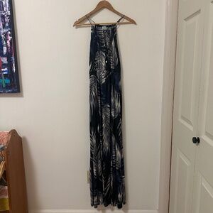 Veronica M Palm Print Halter Maxi Dress | Size Small